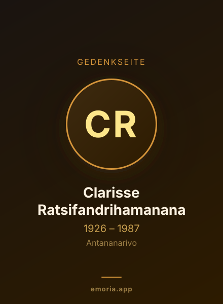 Gedenkportrait von Clarisse Ratsifandrihamanana