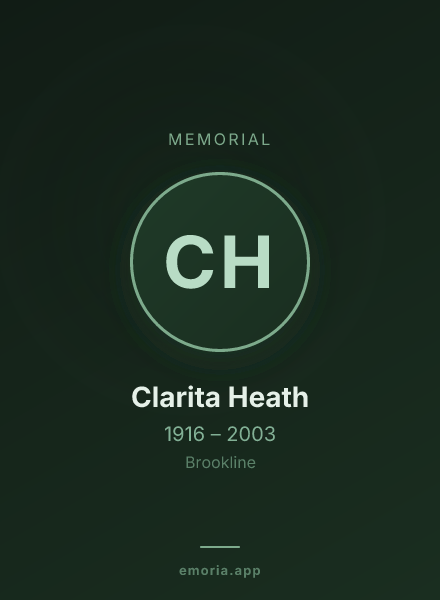 Memorial portrait of Clarita Heath