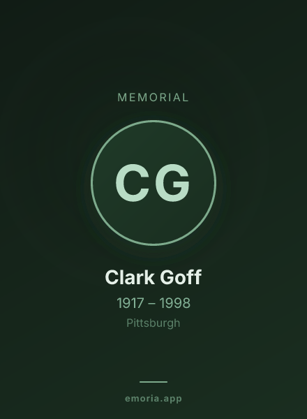 Memorial portrait of Clark Goff