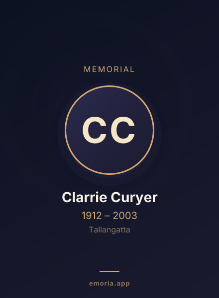 Memorial portrait of Clarrie Curyer
