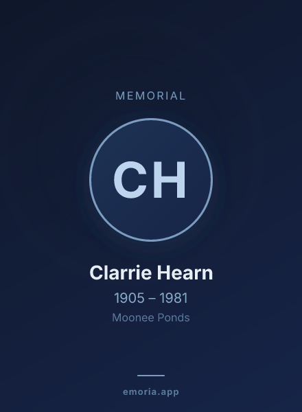 Memorial portrait of Clarrie Hearn