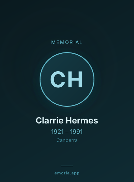 Memorial portrait of Clarrie Hermes