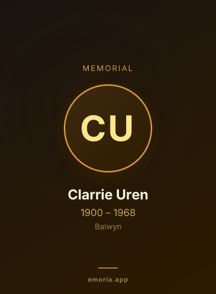Memorial portrait of Clarrie Uren