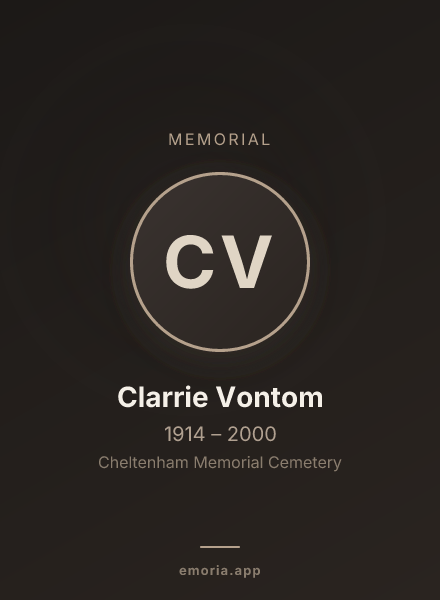 Memorial portrait of Clarrie Vontom