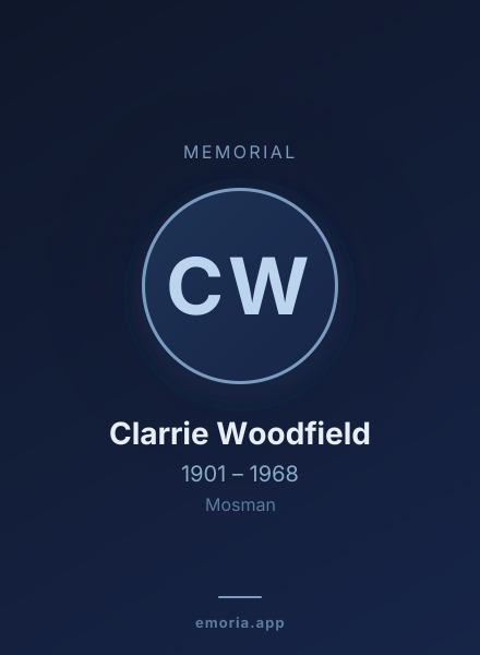 Memorial portrait of Clarrie Woodfield