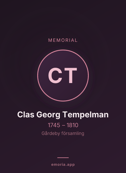Memorial portrait of Clas Georg Tempelman