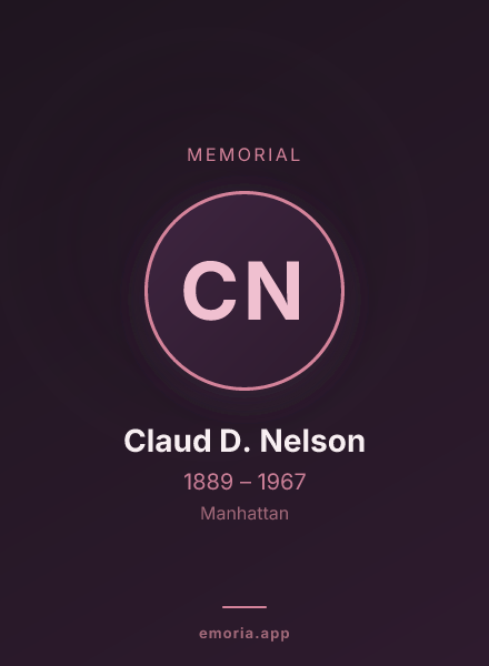 Memorial portrait of Claud D. Nelson