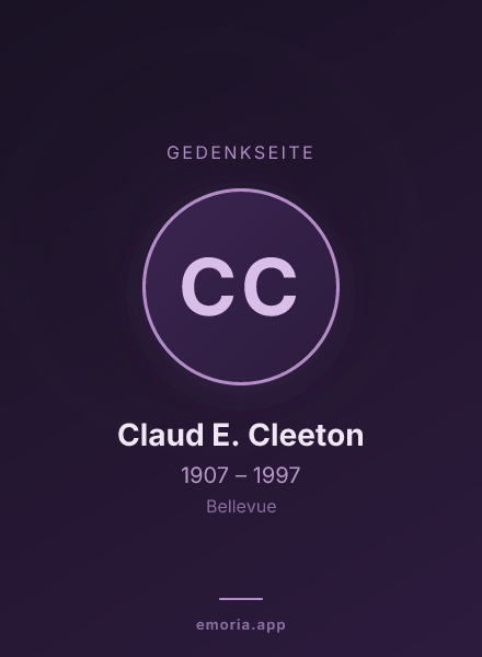 Gedenkportrait von Claud E. Cleeton
