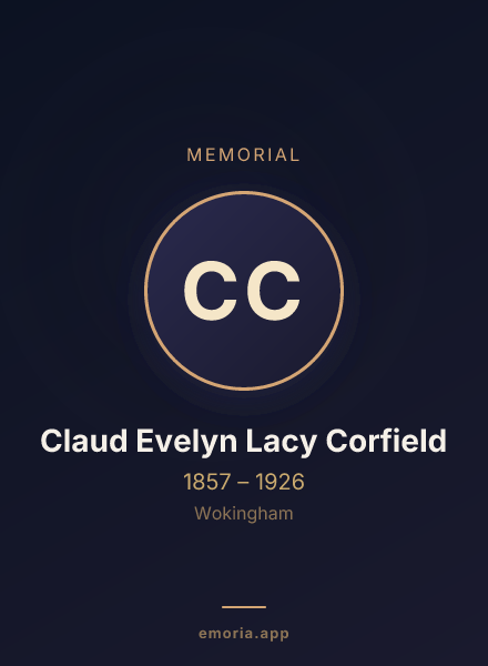 Memorial portrait of Claud Evelyn Lacy Corfield