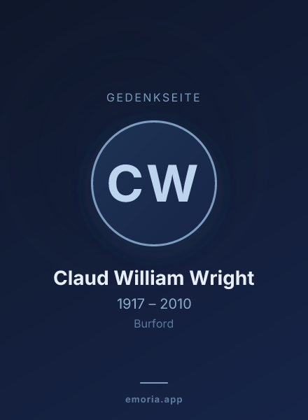 Gedenkportrait von Claud William Wright