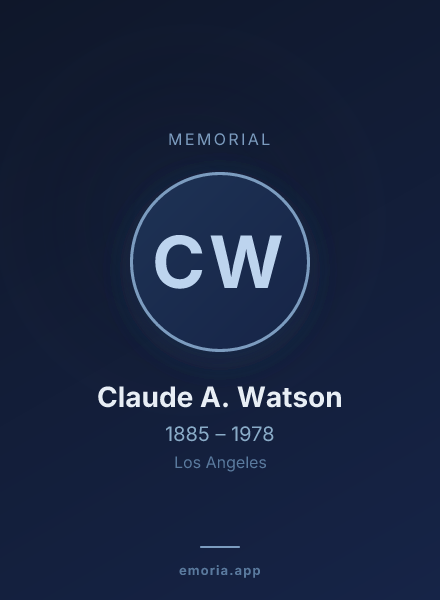 Memorial portrait of Claude A. Watson