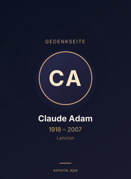 Gedenkportrait von Claude Adam