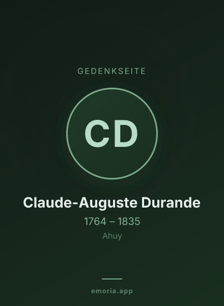 Gedenkportrait von Claude-Auguste Durande