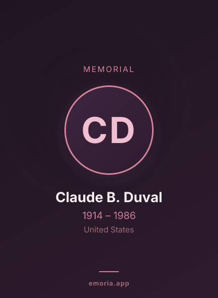 Memorial portrait of Claude B. Duval