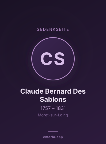 Gedenkportrait von Claude Bernard Des Sablons