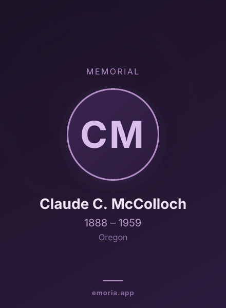 Memorial portrait of Claude C. McColloch