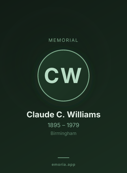 Memorial portrait of Claude C. Williams