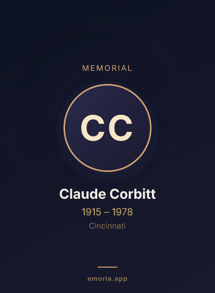 Memorial portrait of Claude Corbitt