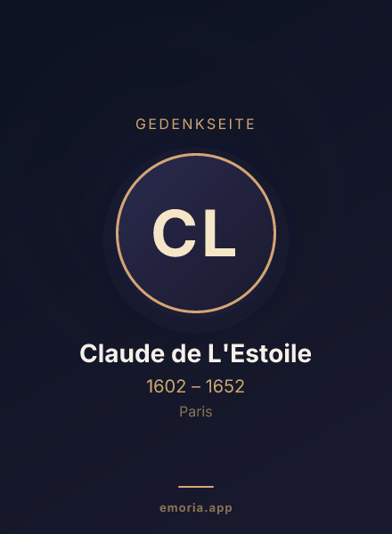 Gedenkportrait von Claude de L'Estoile