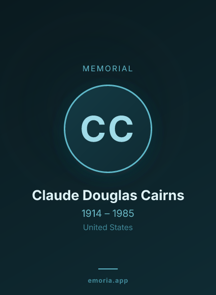 Memorial portrait of Claude Douglas Cairns