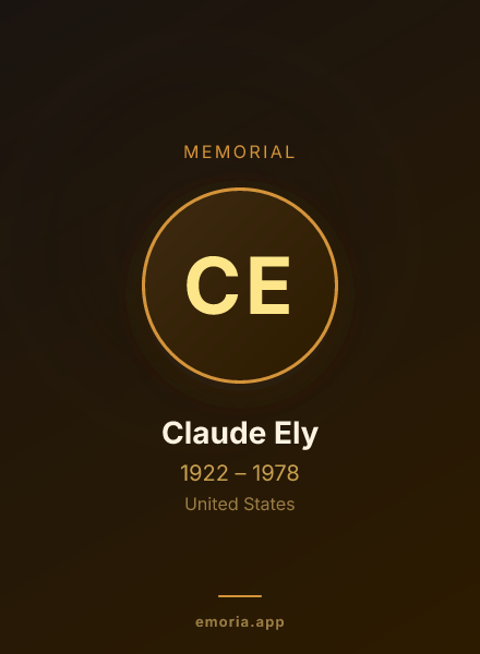 Memorial portrait of Claude Ely