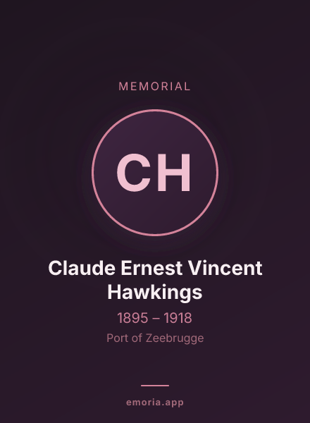 Memorial portrait of Claude Ernest Vincent Hawkings