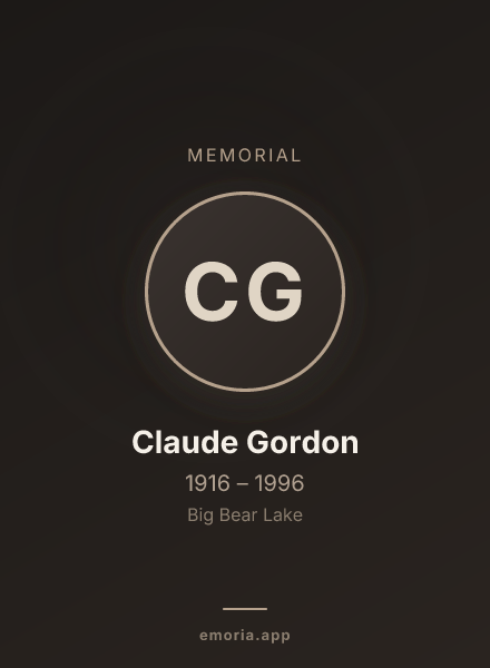 Memorial portrait of Claude Gordon