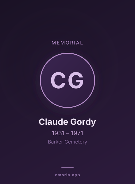 Memorial portrait of Claude Gordy
