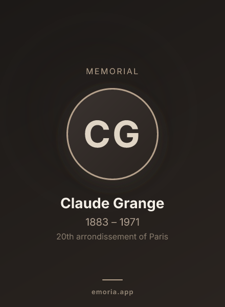 Memorial portrait of Claude Grange