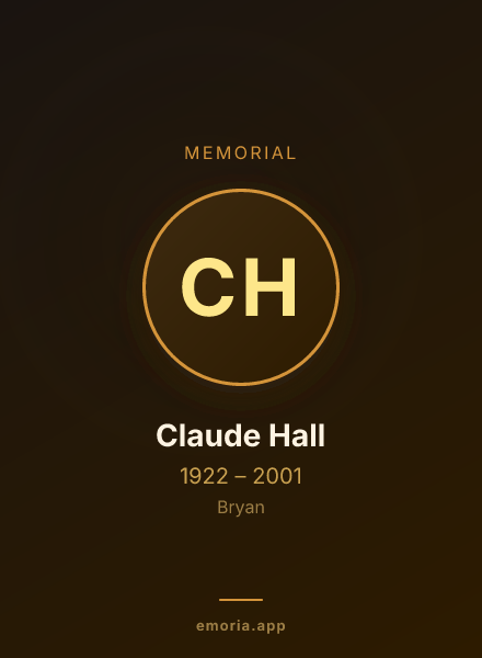Memorial portrait of Claude Hall