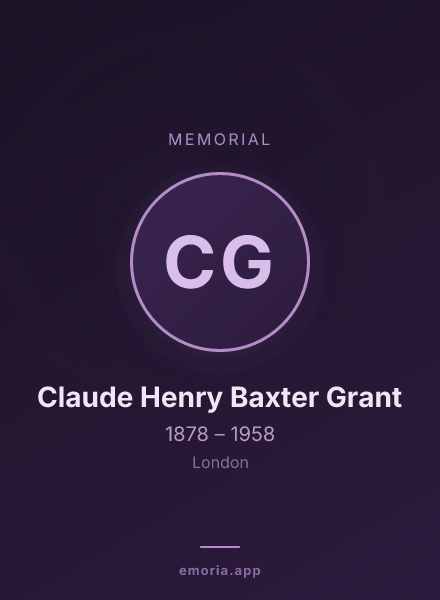 Memorial portrait of Claude Henry Baxter Grant