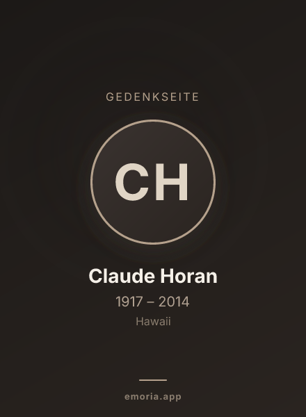Gedenkportrait von Claude Horan