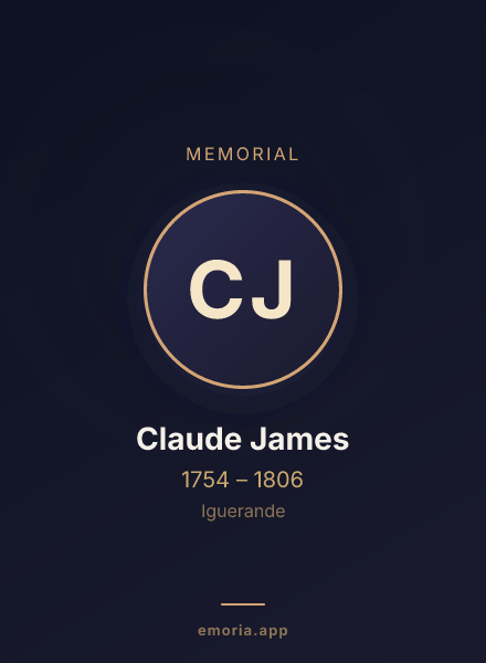 Memorial portrait of Claude James
