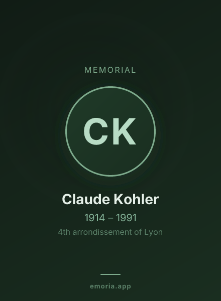 Memorial portrait of Claude Kohler