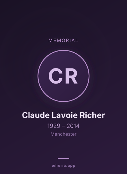 Memorial portrait of Claude Lavoie Richer