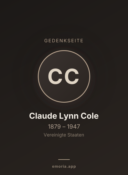 Gedenkportrait von Claude Lynn Cole