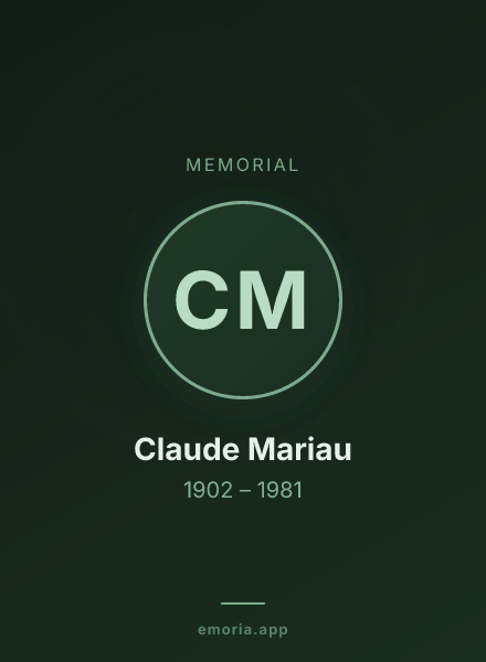 Memorial portrait of Claude Mariau