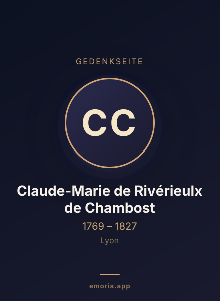 Gedenkportrait von Claude-Marie de Rivérieulx de Chambost