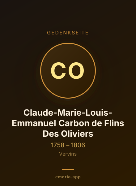 Gedenkportrait von Claude-Marie-Louis-Emmanuel Carbon de Flins Des Oliviers