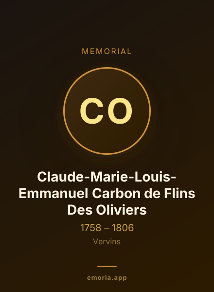 Memorial portrait of Claude-Marie-Louis-Emmanuel Carbon de Flins Des Oliviers