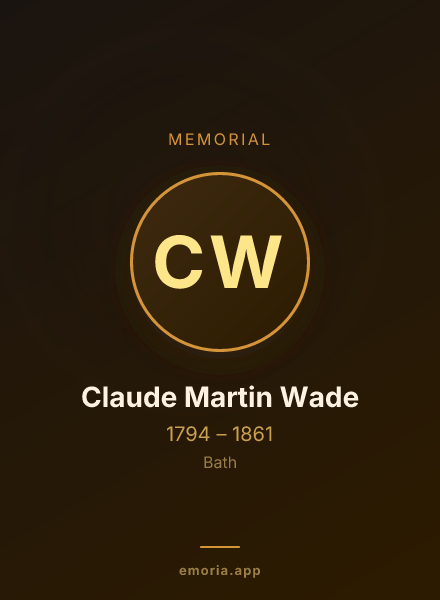 Memorial portrait of Claude Martin Wade