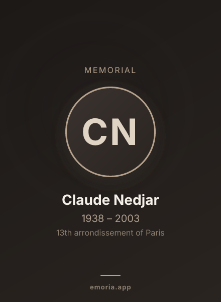 Memorial portrait of Claude Nedjar