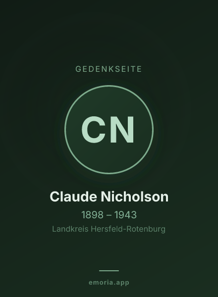 Gedenkportrait von Claude Nicholson