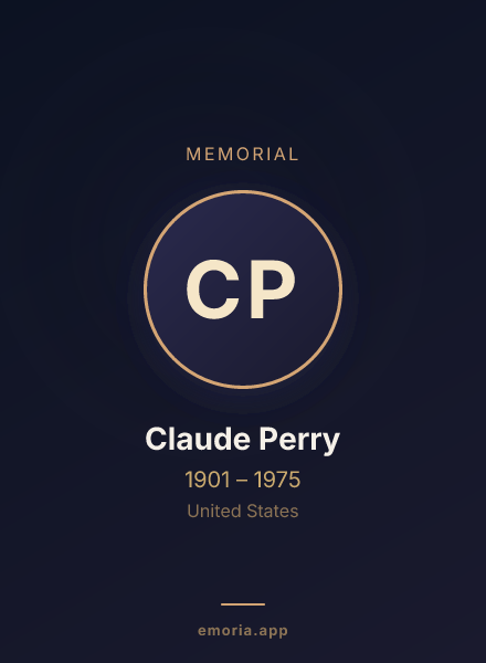 Memorial portrait of Claude Perry