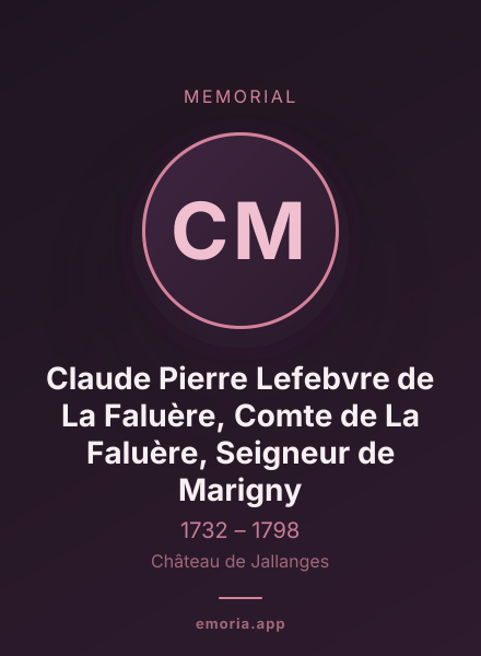 Memorial portrait of Claude Pierre Lefebvre de La Faluère, Comte de La Faluère, Seigneur de Marigny
