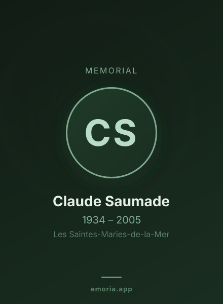 Memorial portrait of Claude Saumade