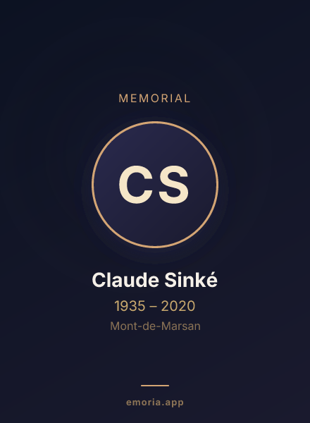 Memorial portrait of Claude Sinké