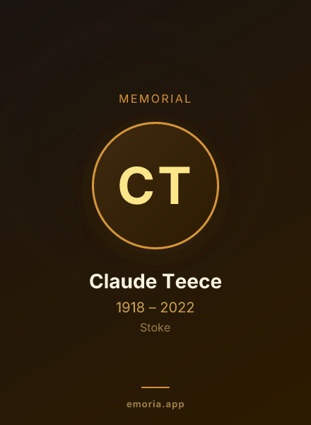 Memorial portrait of Claude Teece