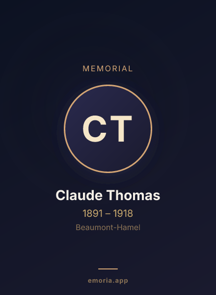 Memorial portrait of Claude Thomas