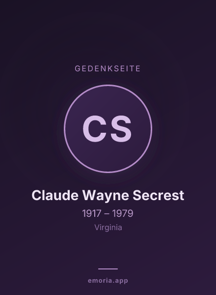 Gedenkportrait von Claude Wayne Secrest